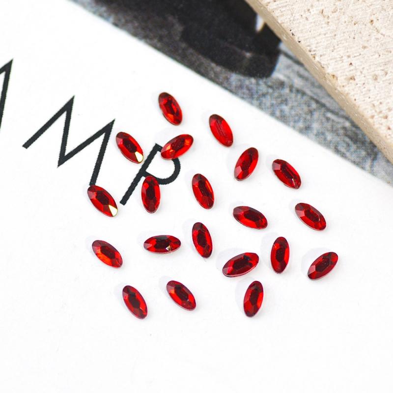 

50 шт. специальных форм красных декоративных мини-украшений для ногтей с бриллиантами K9 для маникюра, плоские маникюрные украшения 2*4mm красный