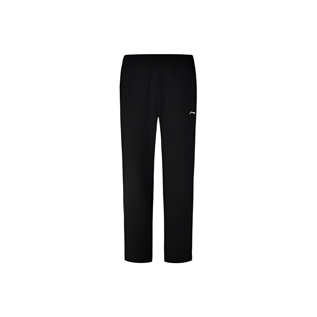 Li Ning Badminton Series Minimalist Brand Logo Printed Lace-Up Straight Leg Comfortable Casual Pants Unisex pants Black AYKU985-1