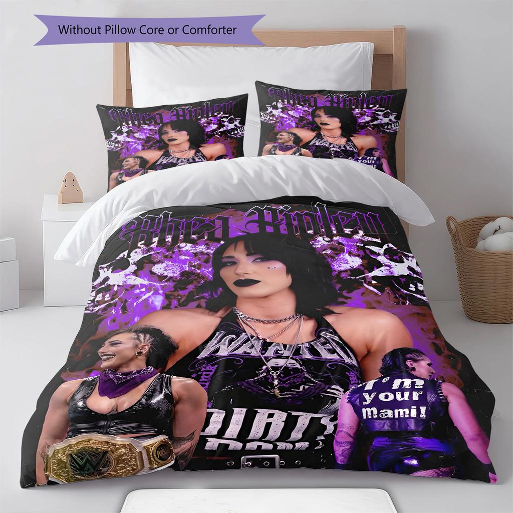Biancheria da letto con motivo Rhea Ripley, Set piumone Copripiumone Federa Regalo di Compleanno per la Casa (1 * copripiumino + 2 * federa, senza nucleo)