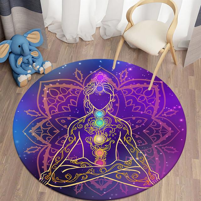 Meditation Themed Home Rugs Round Rugs Living Room Area Rugs Bedroom Floor Mats Home Decor Mode Bedroom Decor Rugs