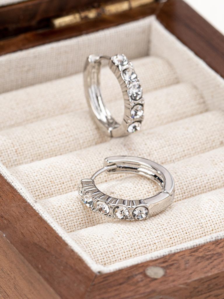 Minimalist Inlaid Zircon Cold Wind Ear Buckle Temperament Versatile Trend Earrings