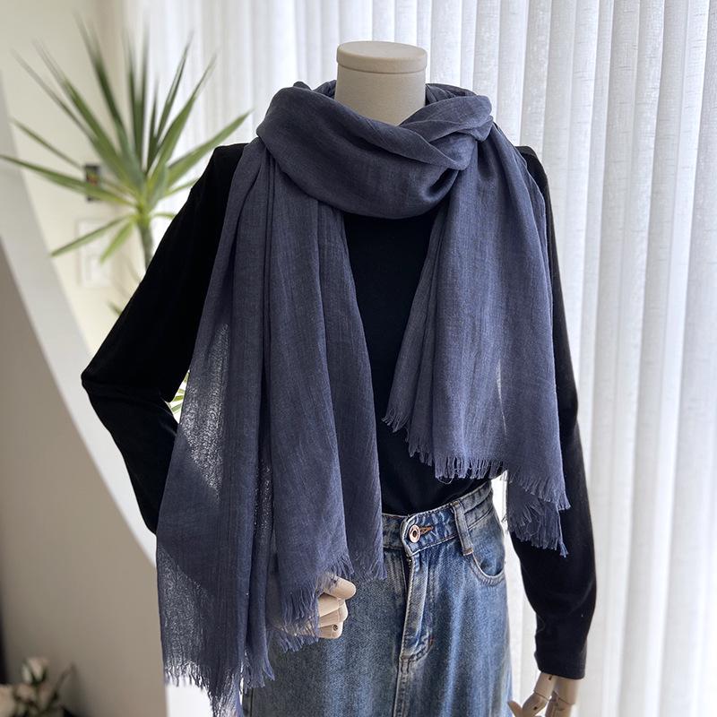 Women's Summer Sun Protection Scarf: Cotton & Linen, Japanese & Korean Style, Medium-Long, Lightweight Shawl