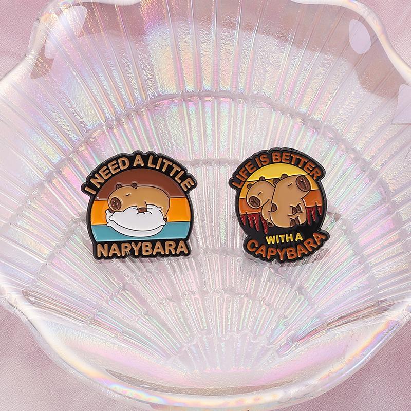 Wierzę Capybariam Emaliowana przypinka Emaliowana przypinka Urocza kapibara Capy Diem Broszki ze zwierzętami Przypinka do klapy Kreskówkowa biżuteria Prezenty dla przyjaciół