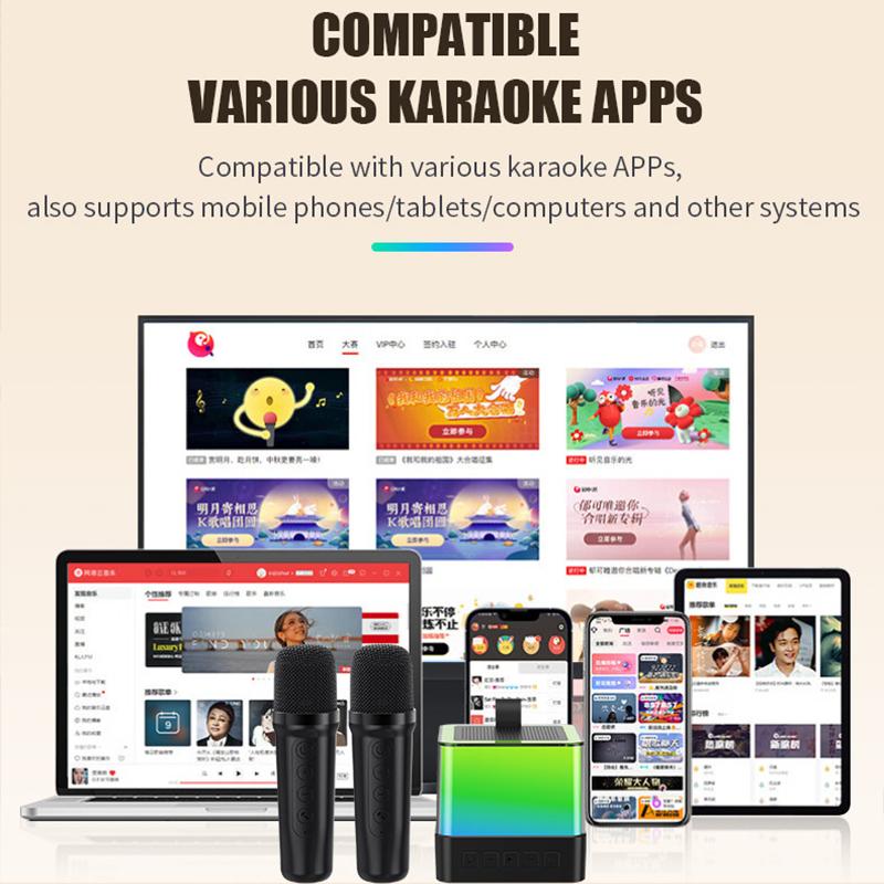 Karaoke Wireless Portable Bluetooth 5.3 Speaker With Microphone RGB Portable Music Player Karaoke Machine for Child Home Gift