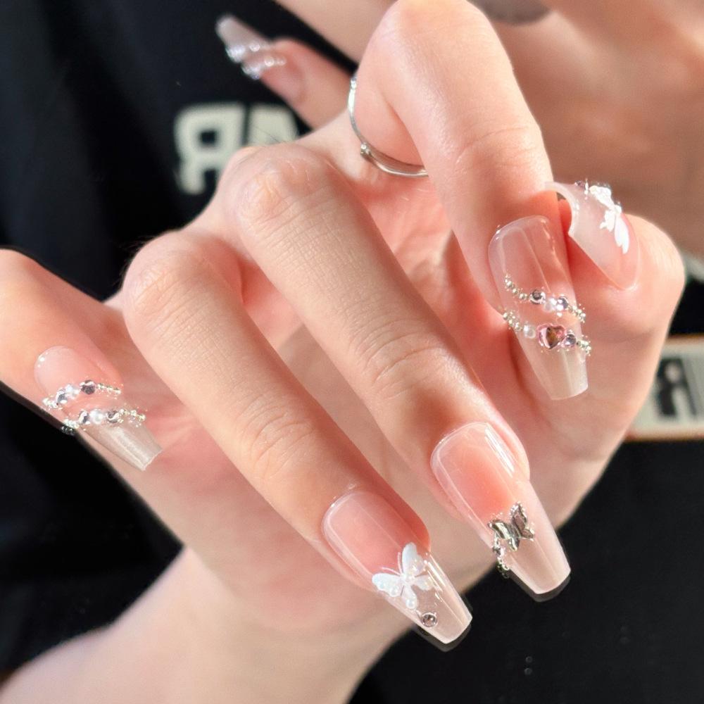 Super Flash Style: High-Class Aura Cat Eye Handmade Nail Tips for Young Ladies