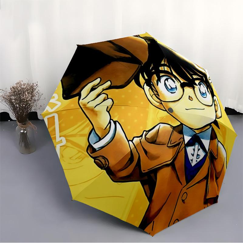 1pc Detective Conan Automatic Folding Umbrella, Automatic Folding Umbrella with 8 Ribs, Convenient for Outdoor Use  074