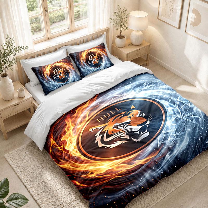 Bedding Set 1 Duvet Cover 2 Pillowcases Hull City Football Print Bedroom Home Decoration