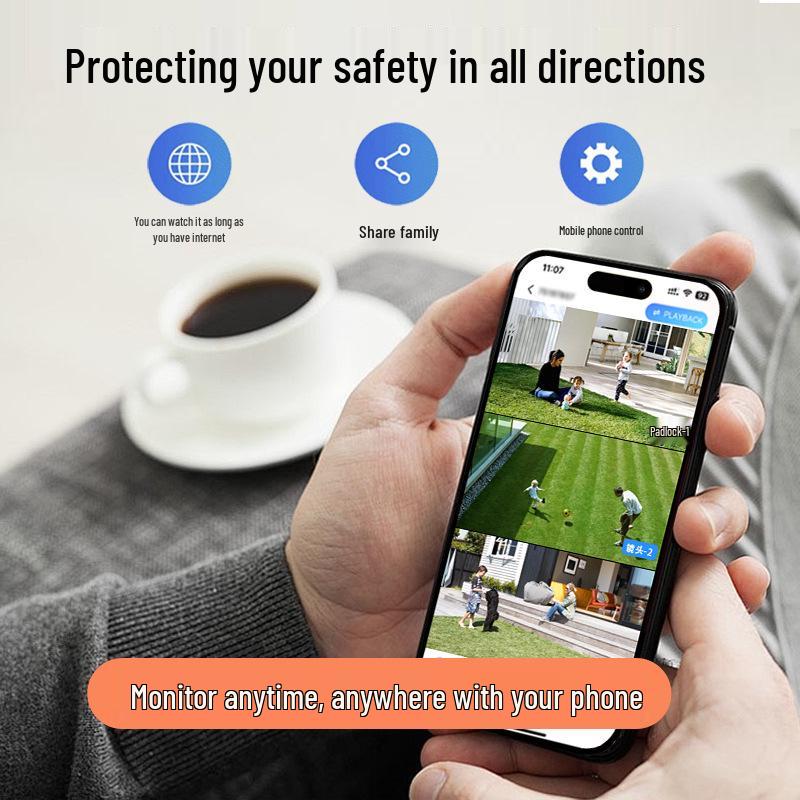 4G Wireless Outdoor Camera with Night Vision and Three-Screen Display for Home Use