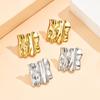 Vintage-Inspired Geometric Pleated Stainless Steel Earrings for Women