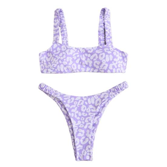 

2 шт./компл. отличный купальный костюм, износостойкие стринги, пляжная одежда, женский купальник со средней талией для отпуска S фиолетовый