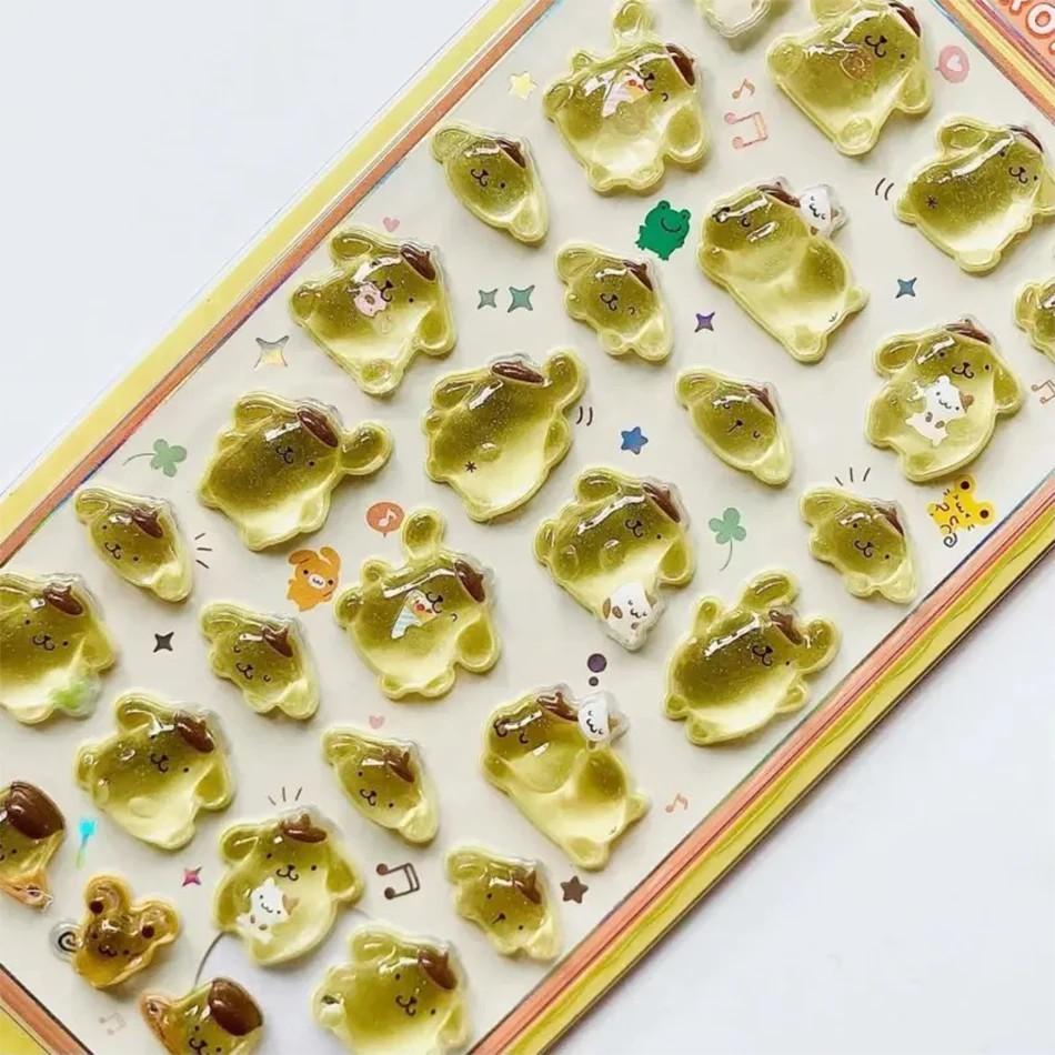 Sanrio Hello Kitty Anime 3D Jelly Sticker Toys Phone DIY Crystal Decorative Stickers Christmas Cards Decorative Stickers Gifts