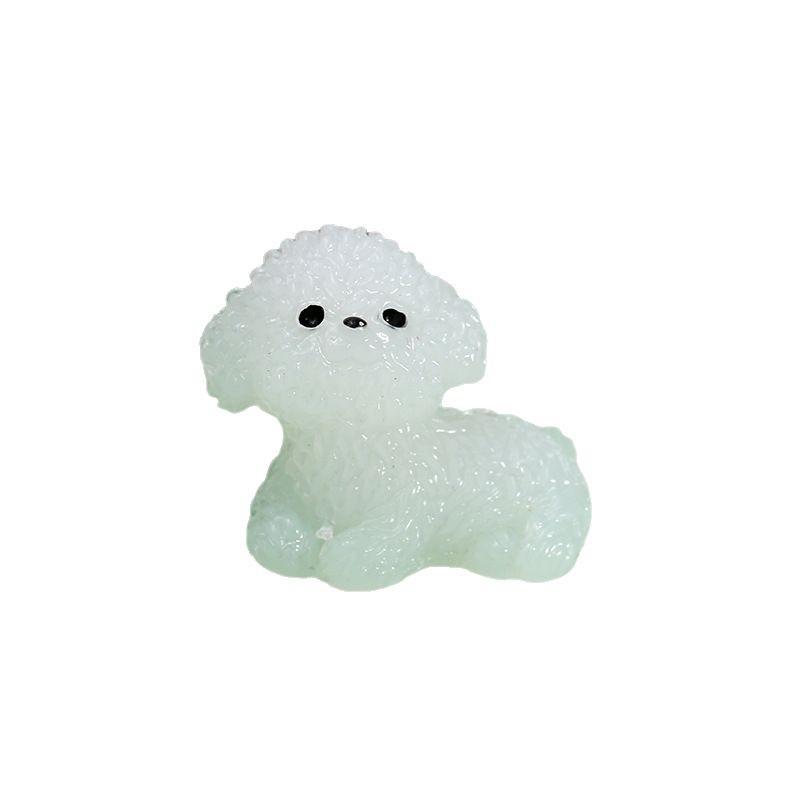 Luminous Bichon Frise Micro Ornament - DIY Resin Jewelry & Car Décor