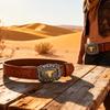 Men's Western Retro Cowboy Belt with Large Buckle - Trendy Street Style Waistband