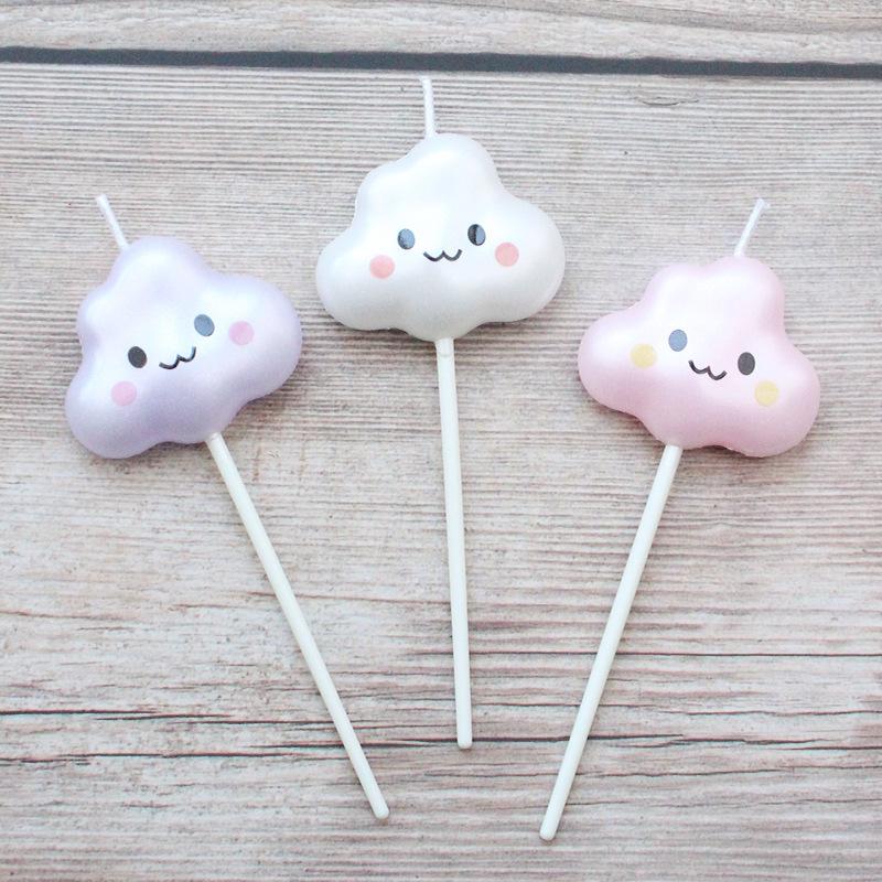 Single Multi-color Diamond Cloud Birthday Candle Cake Baking Decoration Party Supplies Creative Colorful Candle