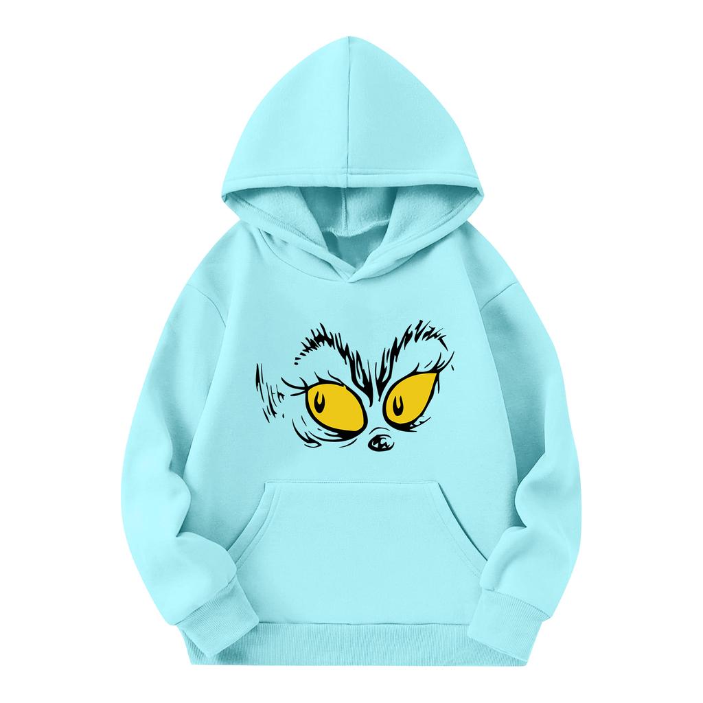 Children's Long-sleeved Loose-fitting Pullover Hoodie With Drawstring And Solid Color