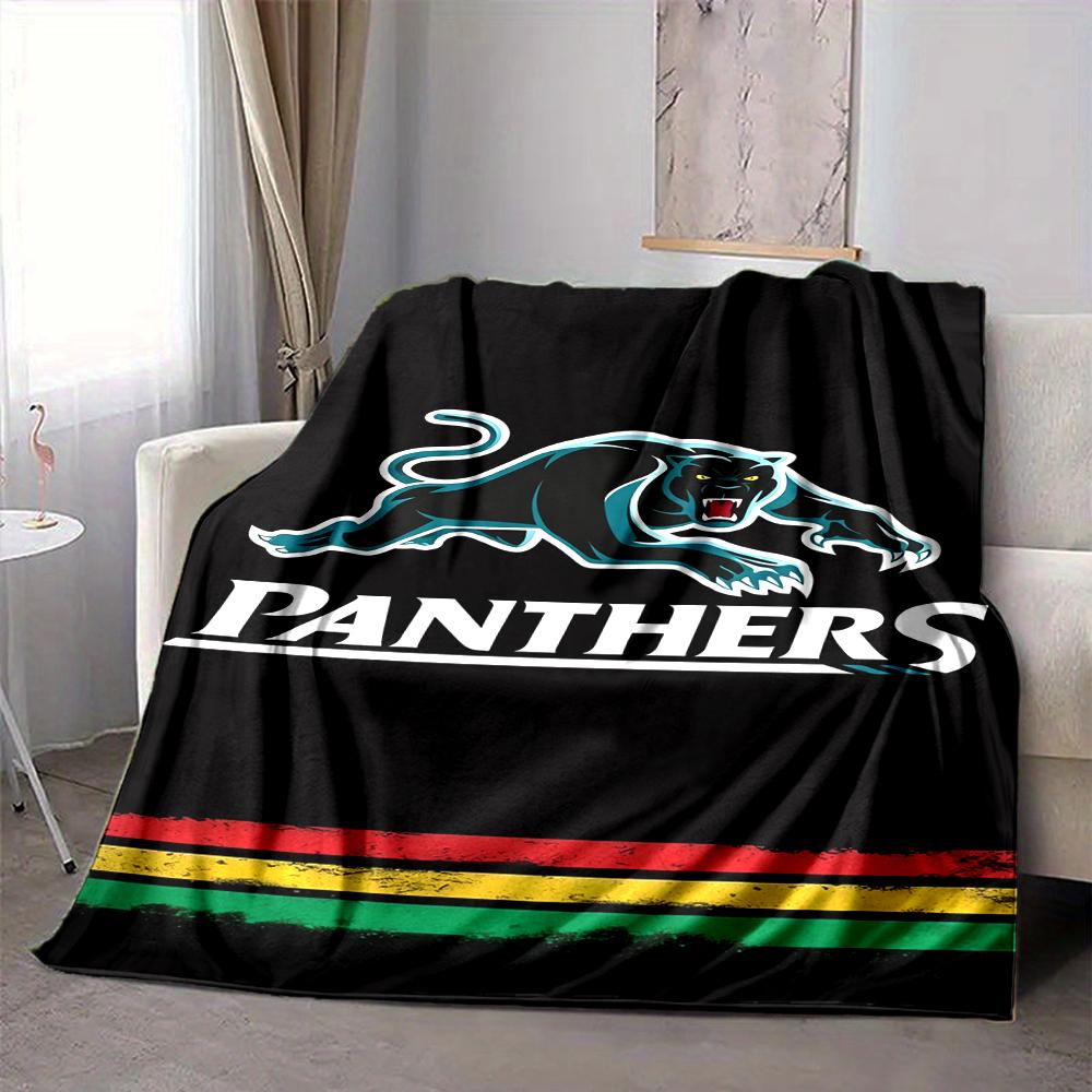 1Pc Panthers Team Spirit Blanket Soft And Comfortable Casual Warm Camping Travel Christmas Halloween Xmas Gift M928550