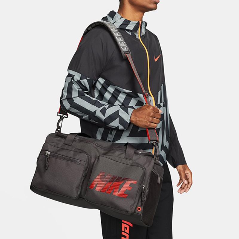 Nike Utility Power Series Large Logo High Capacity Air Cushion Strap Fabric Travel Gym Tote Crossbody Shoulder Bag Unisex bags Gray DB1147-254