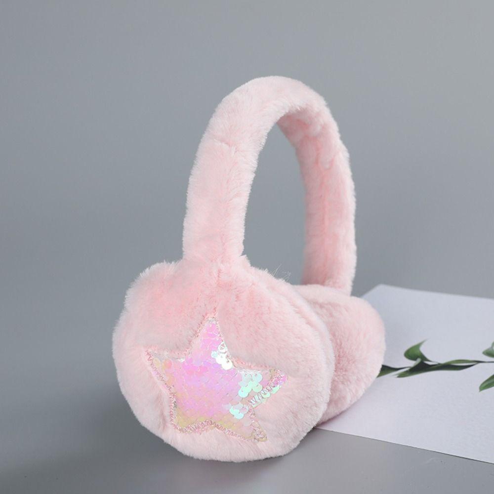 Cute Ear Warmer Anti-Freeze Winter Warm Ear Cover Thickening Sequins Star Earmuffs for Women Girls