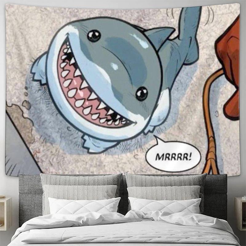Trendy Street Style Shark Tapestry Bedroom Decor Art Print
