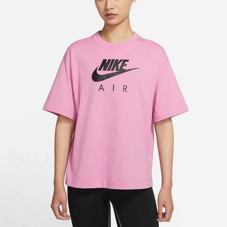 (WMNS) Nike Air Logo Printing Width Loose Sport Short Sleeve 'Pink' Women's DB3841-693