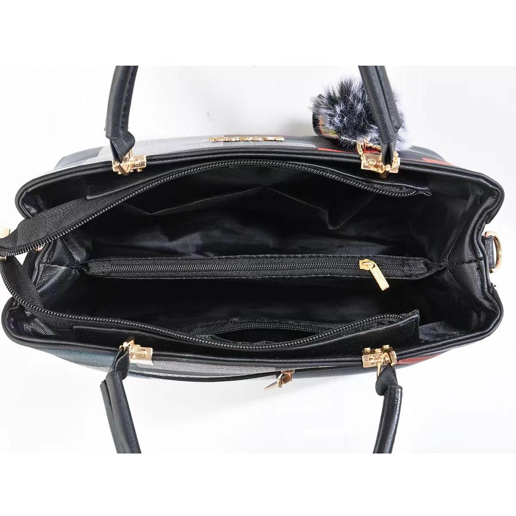 Taizhou Women's Color Block Plaid Handbag - Korean Style Single Shoulder & Crossbody Bag