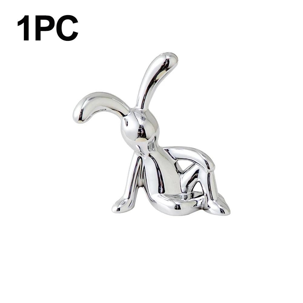 

1-6PCS Rabbit Animal Decor Modern Style Cartoon Bunny Sculptures Silver Nordic Rabbit Statue Living Room Decoration