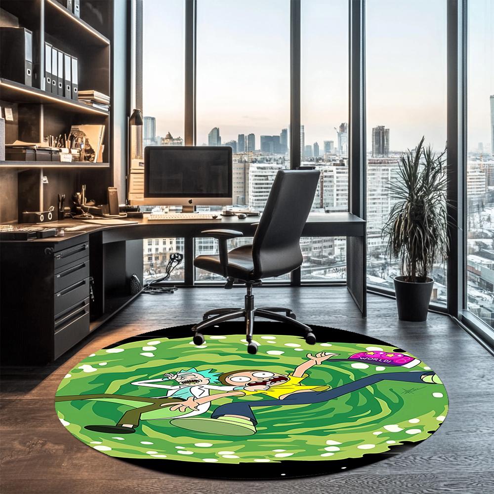 Rick and Morty Printed Round Rug Carpet Chair Rug Area Rug Entryway Doormats,for Office Chair Living Room Bedroom Kitchen Room.
