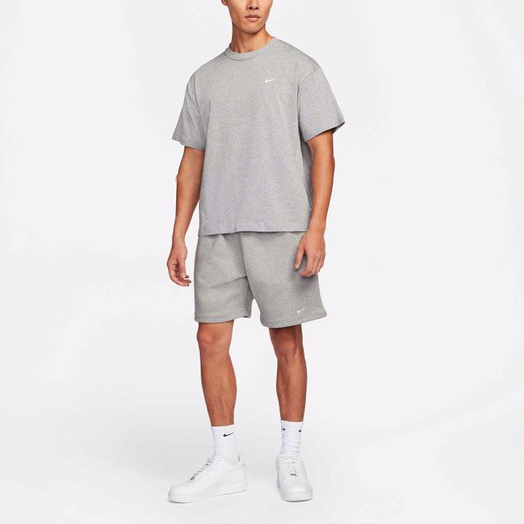 Nike Solid Color Logo Straight-Leg Casual Shorts Unisex Bottoms Grey DV3056-063