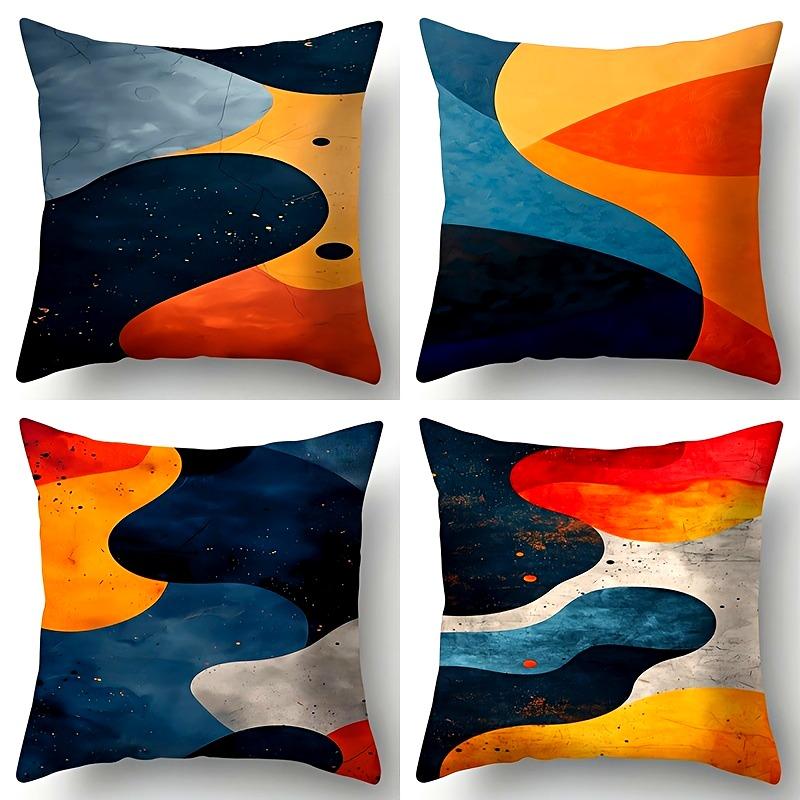 Geometric Color Decorative Pillowcase, Ultra-soft Polyester Material Living Room Sofa Backrest Car Pillowcase Home Decoration