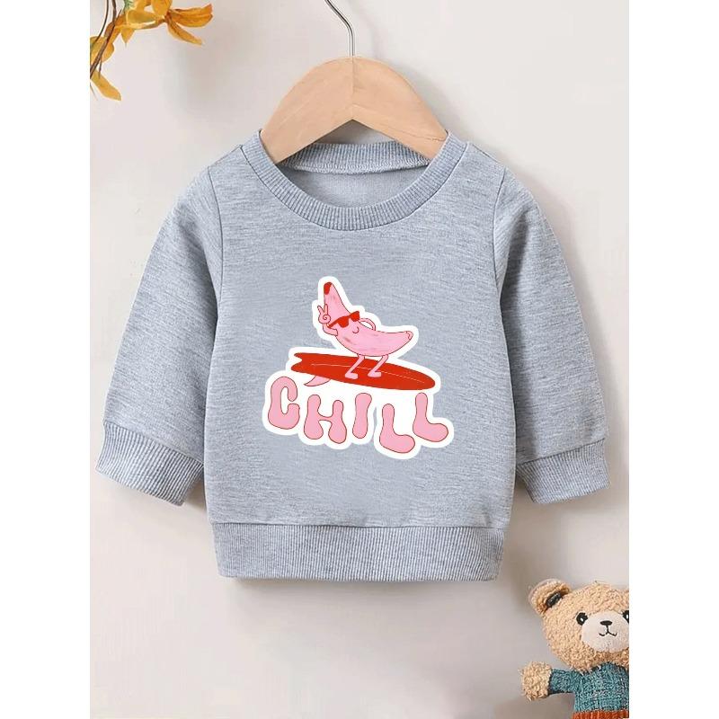 European sizes Cute Print Pattern 0-3 Years Old Kids Comfortable Spring Thin Round Neck Sweatshirt Suitable for Outdoor Wear