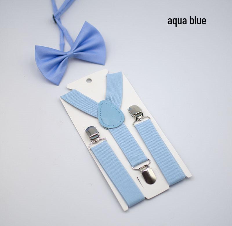 Unisex Kids' Y-Shape Suspenders & Bow Tie Set – 3-Clip Design for Boys & Girls