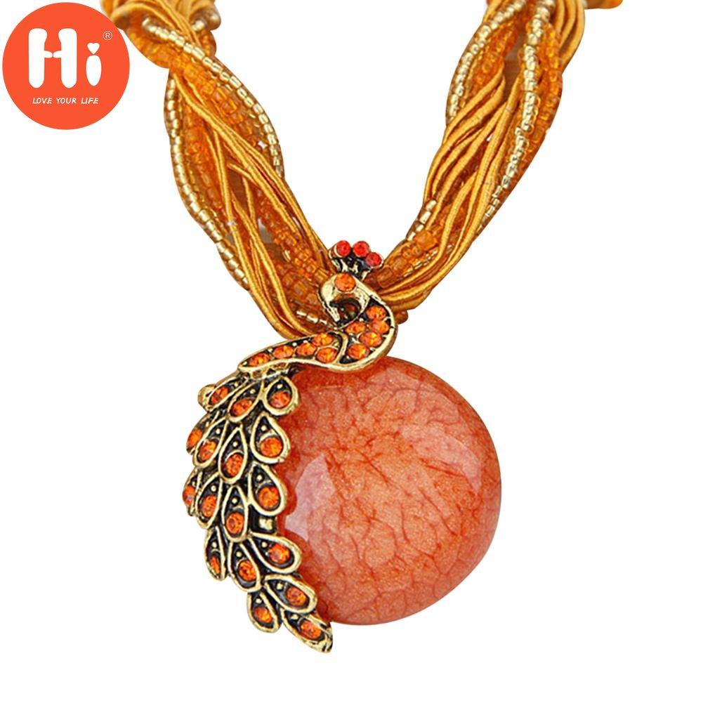Ciao Collana Pavone Regalo Zricon Opale Bohemien Ciondolo Intarsiato