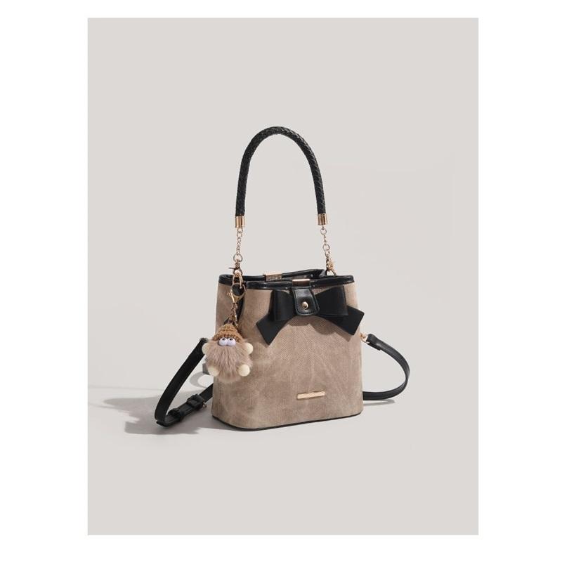 Vintage Bowknot Bucket Bag Niche Stylish Versatile Shoulder Crossbody Purse