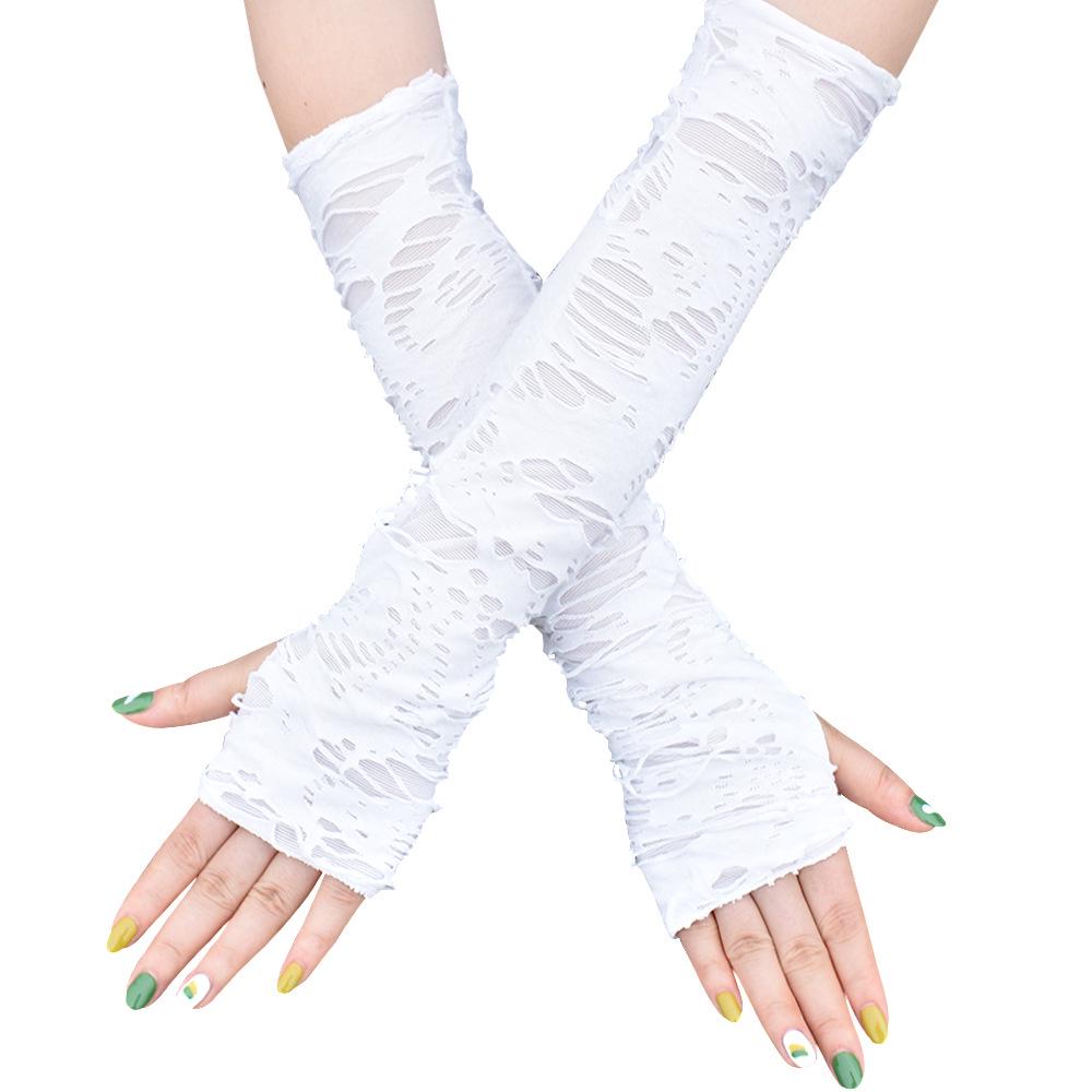 Dark Punk Long Halloween Fingerless Ripped Gloves