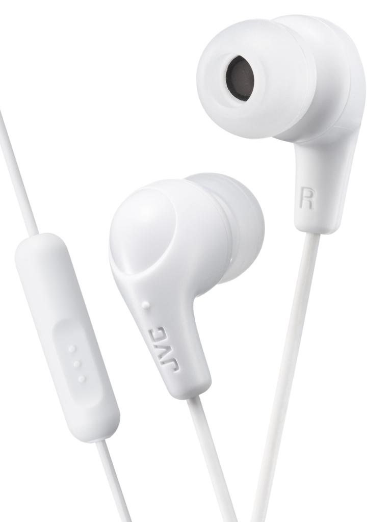 JVC Kenwood Sluchátka do uší kompatibilní se smartphonem s mikrofonem a dálkovým ovládáním pro telepráci a video HA-FX71M-W konference,