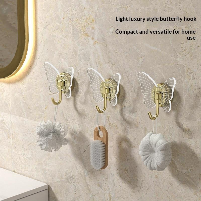 Butterfly Shaped Self Adhesive Wall Hooks No Drill Up To 8KG Load Bearing Hangers for Bathroom Kitchen Coat Towel Hanging