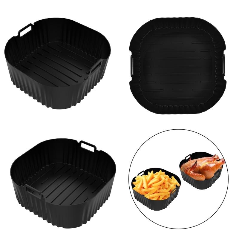 2PCS Square Cooking Mats Oven Safe Grilling Mats Silicone Texture Air Fryers Bowl Suitable for Kitchen Baking Use