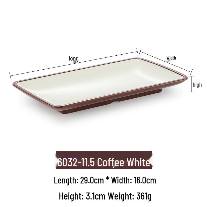 Melamine Rectangular Imitation Porcelain Plate for Hot Pot, Sushi, BBQ & Hotel Tableware.