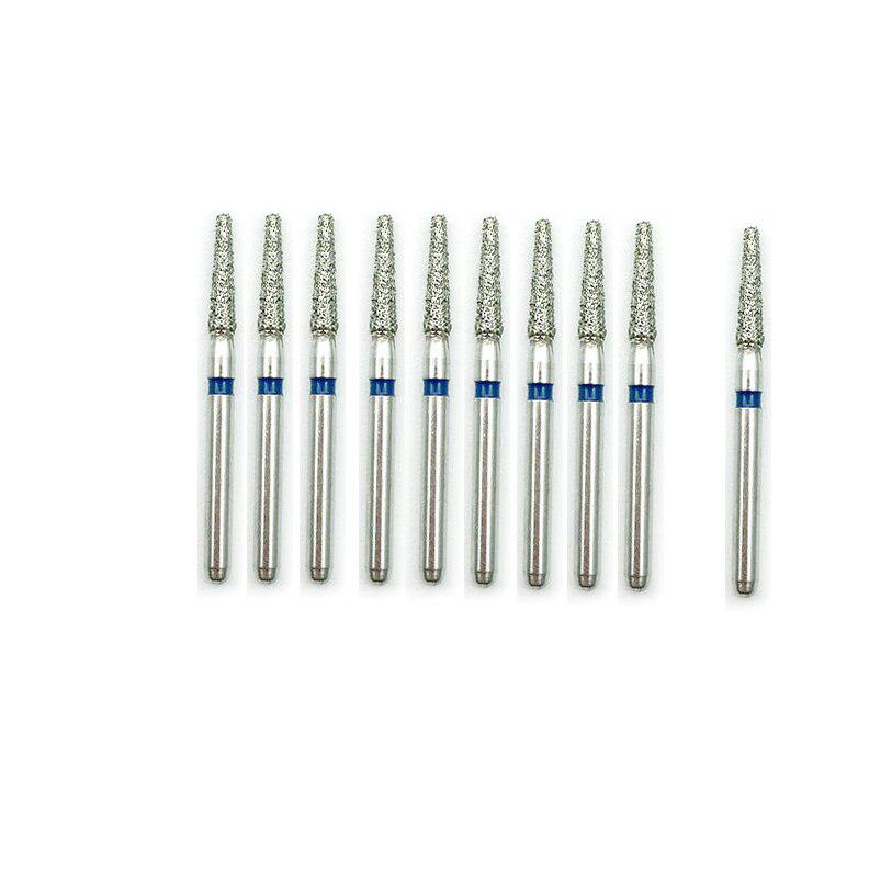 10 buc/cutie Dental Diamond FG Freze de mare viteză Taper Tip cu capăt plat Dia-freze pentru lustruirea dinților 1.6mm TF-21