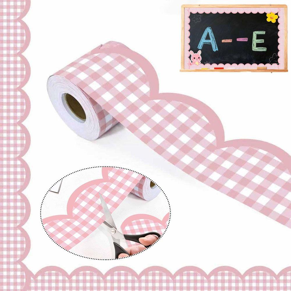 Pink Poster Border Stickers DIY Waterproof Wavy Edge Paper Black Board Decorative Stickers