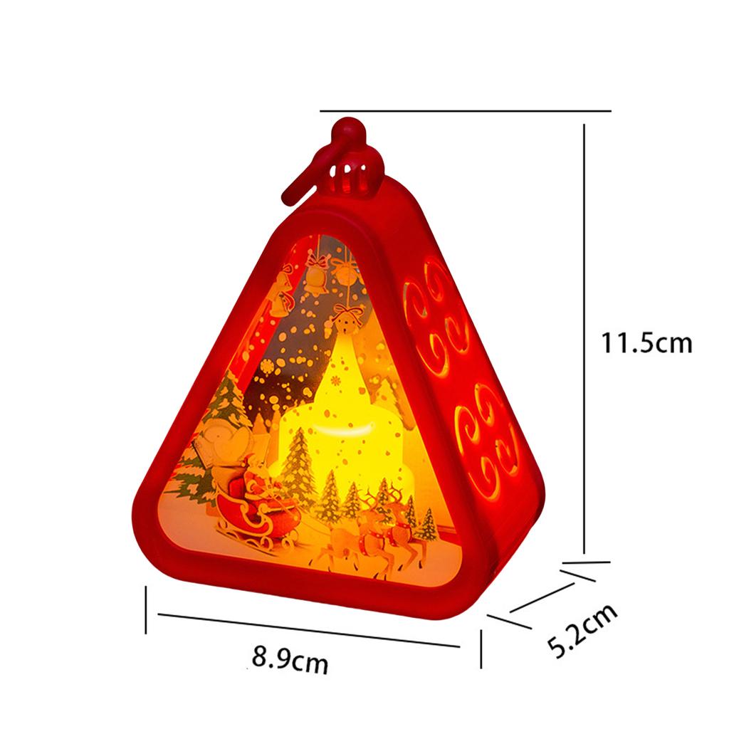 Mini Christmas LED Triangle Lantern Santa Claus Snowman Festival Lamp Bedside NightLight Xmas Holiday Table Decor Ornaments Gift