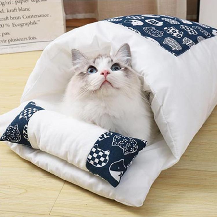 Cat Cave Bed Sleeping Bag Self-Warming Calming & Cosy Pad Cushion with Pillow