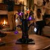 Desktop Decorations for Home Halloween Lighted Ghost Tree Centerpiece with LED Lights, Pumpkin Bat Spooky Desk Ornaments Spider Light String,