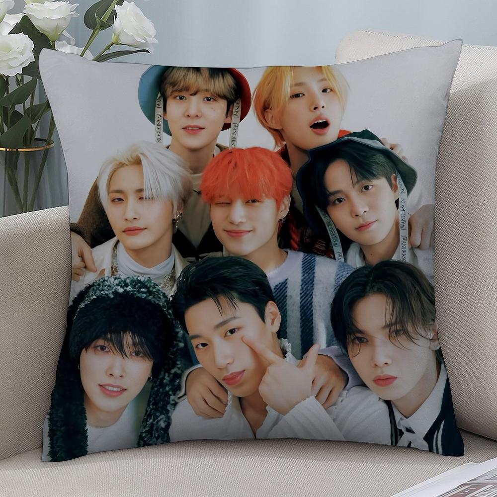 Kpop A-AteezS Pillow Case Short Plush Pillow Covers Sofa Decorative Gift Home Double-sided Printing Cushion Cover