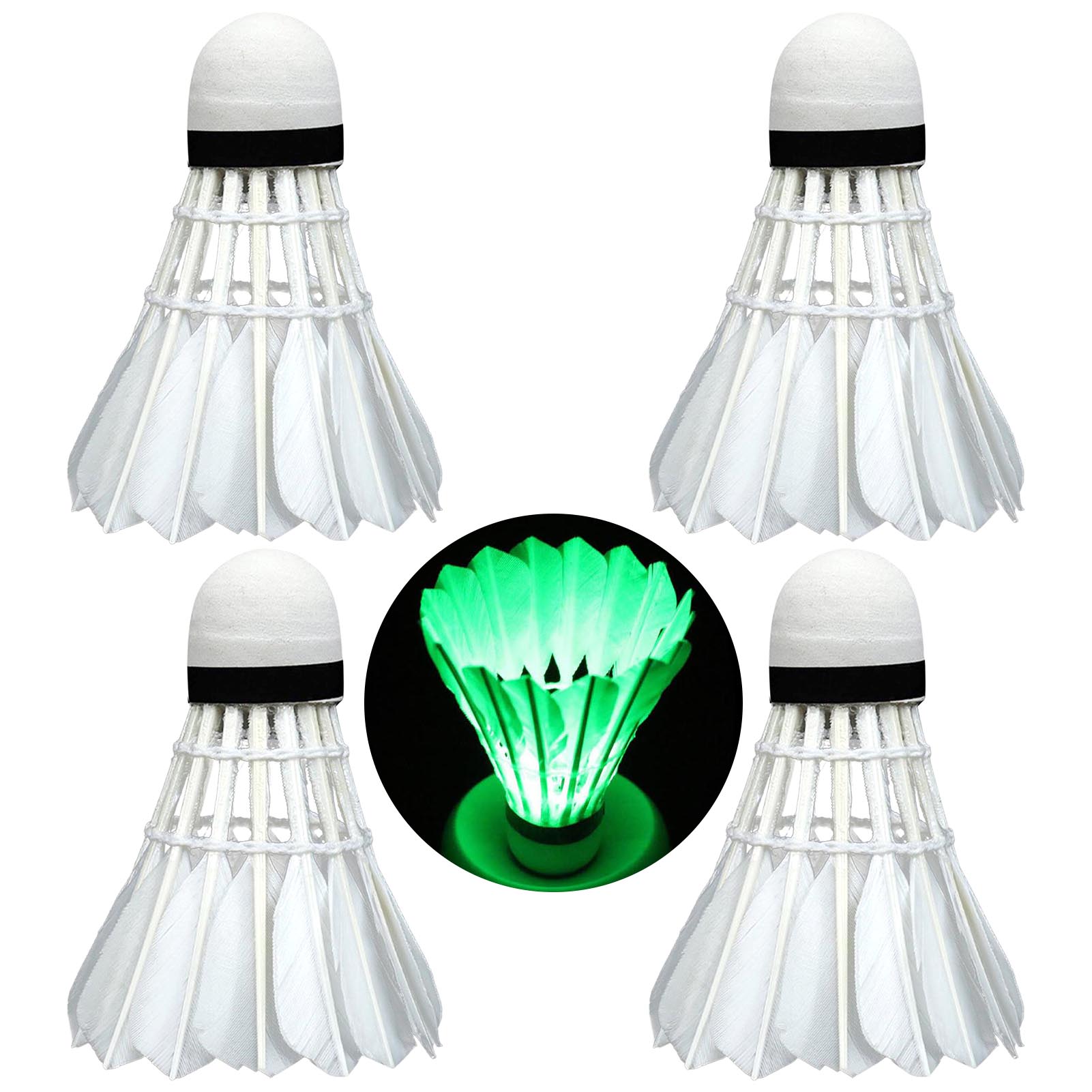 

4pcs LED Badminton Shuttlecocks Training Badminton Tool with Light Suitable for Outdoor and Indoor Sports зелёный