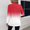 Women's Fashion Casual Lapel Short Long Sleeve Print Shirt Women's V-Neck Tops