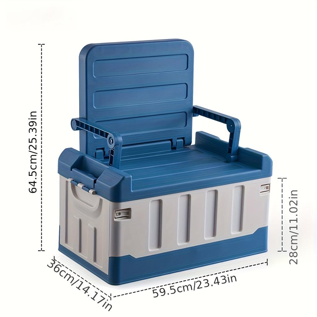 Faltbarer Outdoor-Stauraumhocker mit ergonomischer Rückenlehne, tragbarer leichter Camping- und Angelstuhl für Wandern, Reisen und Autocamping