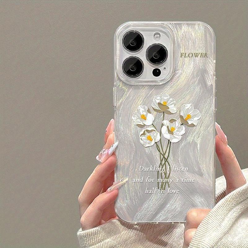 Trendy Gold Foil Flower Protective Phone Case For iPhone 17 Air 16 16e 15 13 12 11 Pro Max Pro Plus Lightweight Funda Cover