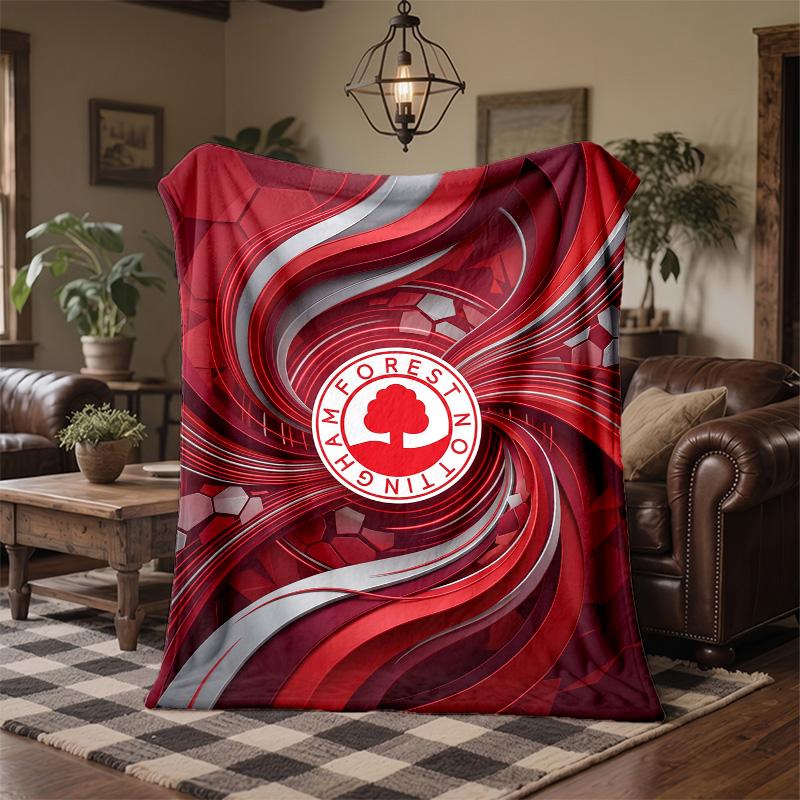Coperta in Flanella con Stampa Calcio Nottingham Forest Morbida Calda Coperta da Divano Letto per Casa Ufficio Camera da Letto
