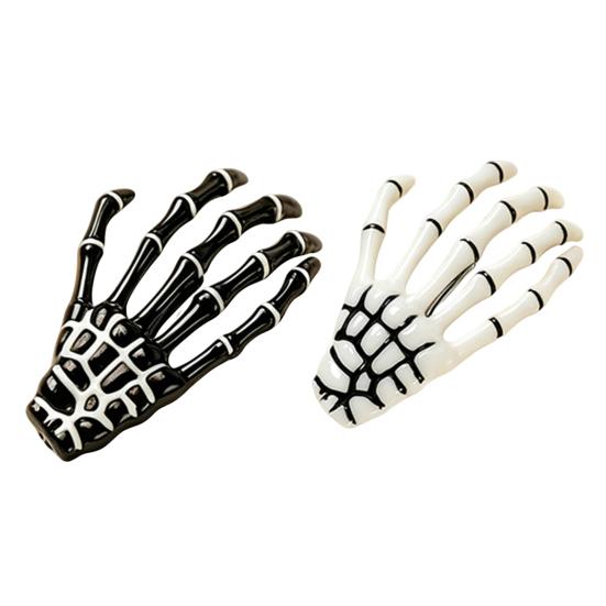 Xiaobudian 2Pcs Gothic Dark Style Hairpins, Hair Pins for Bangs, Skeleton Hand Bone Clips Halloween Cosplay Photography Props